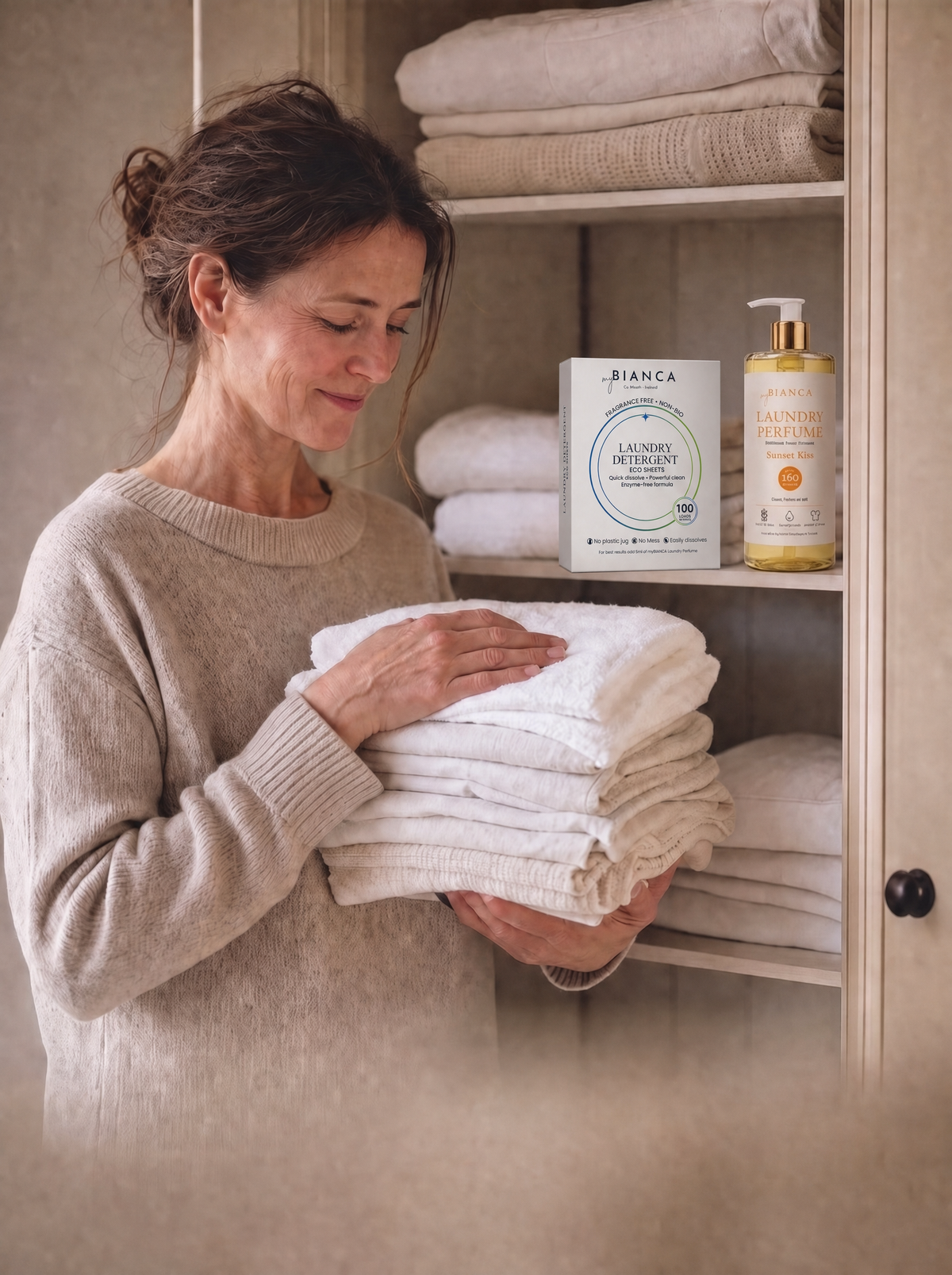 myBIANCA Discovery Bundle — laundry perfume and detergent sheets box in the hot press