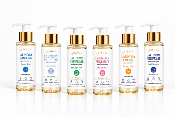 Six myBIANCA 50 ml laundry perfume mini bottles